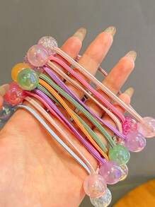 1/10 件/套 AB 彩色珠子可爱双头发带，多巴胺 Y2K 童话朋克风格女孩发饰，适合日常休闲装、派对、闪亮、节日礼物（颜色随机） - 彩色 - 查看 4