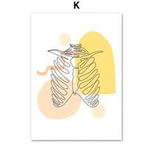 1 pieza Póster de arte de pared de pintura en lienzo de anatomía de huesos humanos esternón, columna vertebral, corazón, cerebro sin marco para decoración de sala de clínica o consultorio médico - Multicolor - Ver 9