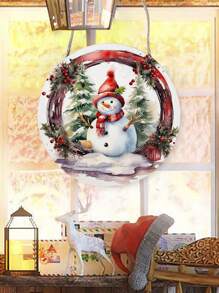 1 cái Đồ trang trí cửa Giáng sinh bằng gỗ treo, Đồ trang trí tường phong cách người tuyết Giáng sinh cho cửa sổ hàng rào lò sưởi phòng nhà nền tường trang trí, Đồ trang trí Giáng sinh 2024, Quà tặng trang trí Giáng sinh năm mới 2025, Giáng sinh - người tuyết giáng sinh - Xem 2
