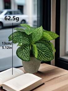 Planta artificial en maceta con hojas de menta, flor de lirio, planta falsa para decoración del hogar, mini maceta de piedra para paisajismo, regalo para el Día de San Valentín