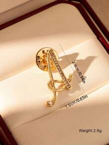 1pc-26pcs Alphabet Shaped Alloy & Rhinestone Brooch Pin For Clothes & Accessories, Fashionable & Versatile Collar Pin,Bag Accessories Gifts For Women - Gold - View 15