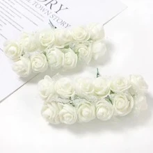 144 件蕾丝玫瑰泡沫花束，DIY 花环头饰装饰材料新娘礼盒配件 - 彩色 - 查看 12