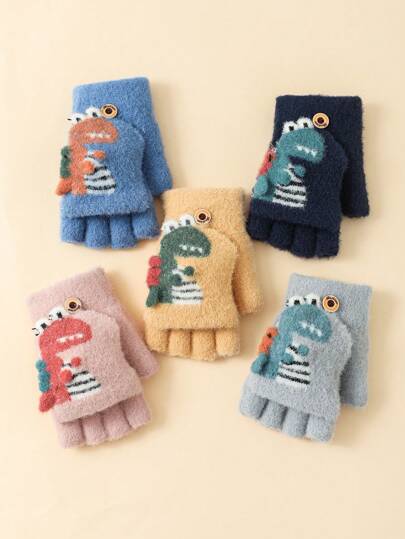 2pcs Kids Knit Gloves,Warm Flip-Top Fingerless Gloves For Boys, Girls, Teens In Winter, Great For Writing