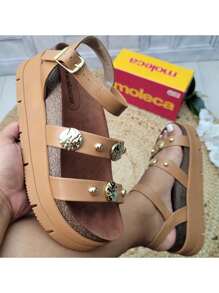 Moleca Women's Lightweight Platform Flatform Sandal - Rust Brown - View 3