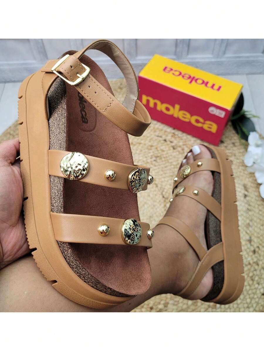 Moleca Women's Lightweight Platform Flatform Sandal - Rust Brown - View 1