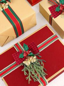 10 件带铃铛的圣诞蝴蝶结，带绿叶的红色格子蝴蝶结，适用于圣诞树、花环、工艺品、礼品装饰、圣诞装饰、圣诞派对用品、圣诞装饰、圣诞树装饰、家居装饰、圣诞装饰、万圣节、万圣节装饰 - 彩色 - 查看 8