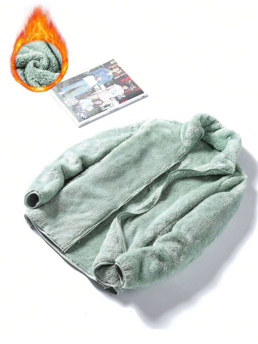 Women's Fluffy Warm Outdoor Sports Fleece Jacket,Skiing - Mint Green - View 1