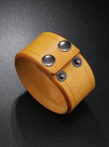 1piece 复古牛皮男士宽手链 - 手鍊 - 查看 2