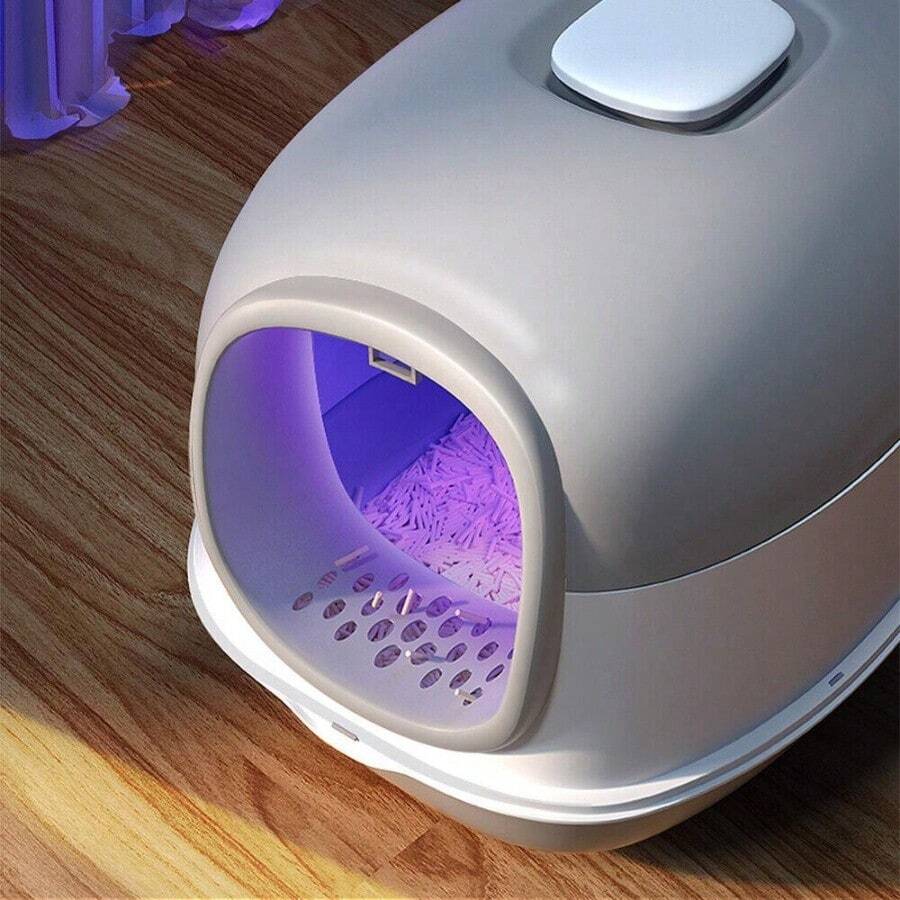 Large Cat Litter Tray Box Self Cleaning Hooded Pan Deodorizer UV
