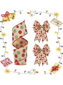 1 rotolo, nastro in filo verde e rosso a pois largo 6 cm, per decorazioni di alberi, corone, confezioni regalo, progetti fai-da-te - qualità premium, facile da modellare, versatile e riutilizzabile - perfetto per decorazioni natalizie, compleanni, decorazioni per la casa, decorazioni natalizie, decorazioni per la stanza, decorazioni invernali