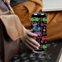 1 件不锈钢真空时尚保温水杯，罐形水杯，多用途咖啡杯饮料杯，旅行度假杯，旅行杯，带盖冷杯，保温杯旅行的最佳选择，送给家人、朋友和爱人的礼物，户外健身，家庭和办公室用水瓶回到学校