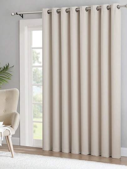 1pc Beige Blackout And Heat Insulating Minimalist Bedroom Curtain