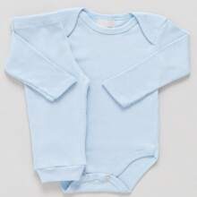 Kit 8 Pieces Antiallergic Ribbed Baby Bodysuit And Pants Pagão 4 Bodysuits And 4 Pants 100% Cotton Long Assorted Colors - Màu xanh lam - Xem 3