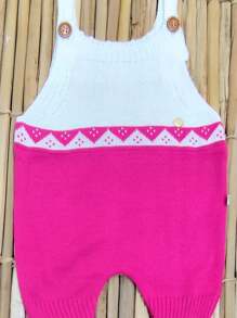 Knitted Baby Romper - Geometric Designs - Assorted Colors - 1 To 7 Months - Màu Hồng Tươi - Xem 1
