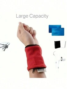 1 pieza Brazalete deportivo - Alta elasticidad, quédese  y con estilo con esta mini billetera de muñeca unisex con bolsillo con cremallera, bolsa transpirable para teléfono móvil, se pueden guardar llaves, identificación, tarjetas, efectivo, opción ideal para regalos - perfecto para gimnasio, fitness, deportes, al aire libre, correr, ciclismo y talla grande.