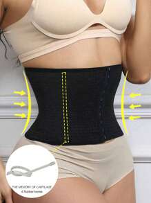 1 pieza Corsé moldeador de cintura para mujer, faja reductora transpirable, corsé de cintura entallado, control del abdomen, adecuado para deportes al aire libre, entrenamiento abdominal y yoga - Negro - Ver 3