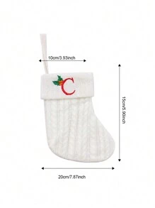 1 pièce Bas de Noël tricoté avec lettres, rouge, blanc et vert 3 couleurs, comprend 26 lettres anglaises. Peut être utilisé comme décoration de fête à la maison, ornement à accrocher au sapin de Noël ou au chevet, petit cadeau pour fête des fêtes, décoration d'Halloween - Multicolore - Voir 51