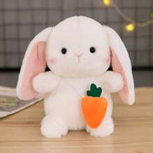 Adorable White Rabbit Plush Toy - Long - Eared Rabbit With Removable Radish - Multicolor - View 5