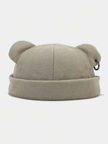 INNNEVV 1 件装熊耳朵设计师钓鱼渔夫帽，韩版金属环装饰男士嘻哈帽 - 彩色 - 查看 10