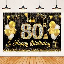 AFYPRTY 1 pieza 100*150cm Fondo de fiesta de 18 cumpleaños con números de strass, fondo de poliéster negro y dorado, accesorio fotográfico, decoración de fiesta de cumpleaños 16, 30, Navidad - Multicolor - Ver 18