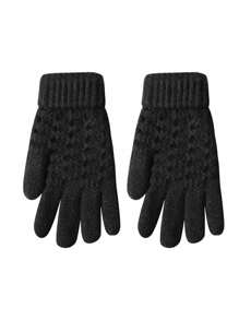 Găng tay nhung dệt kim màu hồng Jacquard - Bảo vệ mùa đông - Nhiều màu - Xem 3