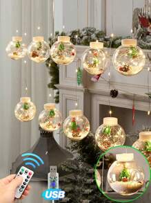 1 件创意圣诞装饰 LED 灯、窗帘灯、雪人圣诞树、圣诞老人卧室窗饰灯、灯串、圣诞树悬挂装饰灯、适合圣诞家庭派对、新年礼物、8 种闪烁模式、许愿球、花灯串、家庭房间窗饰灯、圣诞节 - 聖誕節 - 查看 14