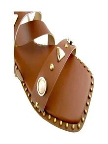 Littz Women's Flat Sandal With Buckle And Studs Caramel Gold - 駝色 - 查看 4