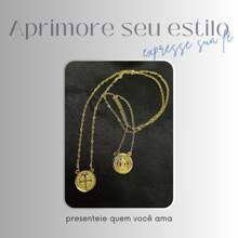 Scapular Medal Saint Benedict In Stainless Steel Men's Chain Necklace 70cm Gold Plated - Vàng - Xem 2