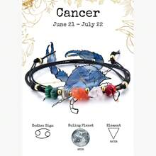 1pc Multi-Function 12 Zodiac Protective Stone Bracelet - Natural Pebble, Adjustable As Necklace Or Anklet, Select Your Zodiac Sign