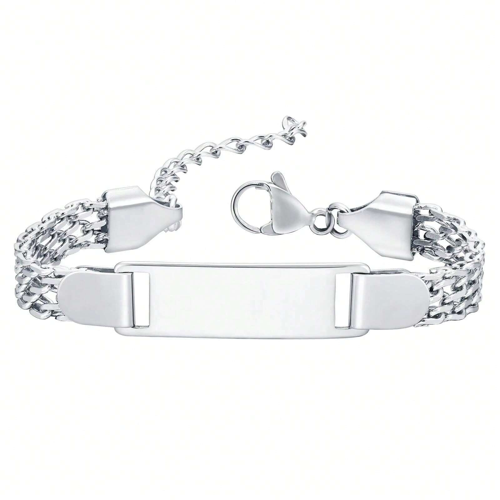 Personalized Bracelet For Girl Boy, Stainless Steel Engraved Name Date