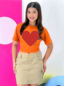 Cargo Pocket Skirt In Twill With Lycra For Children And Young People - 米色 - 查看 1