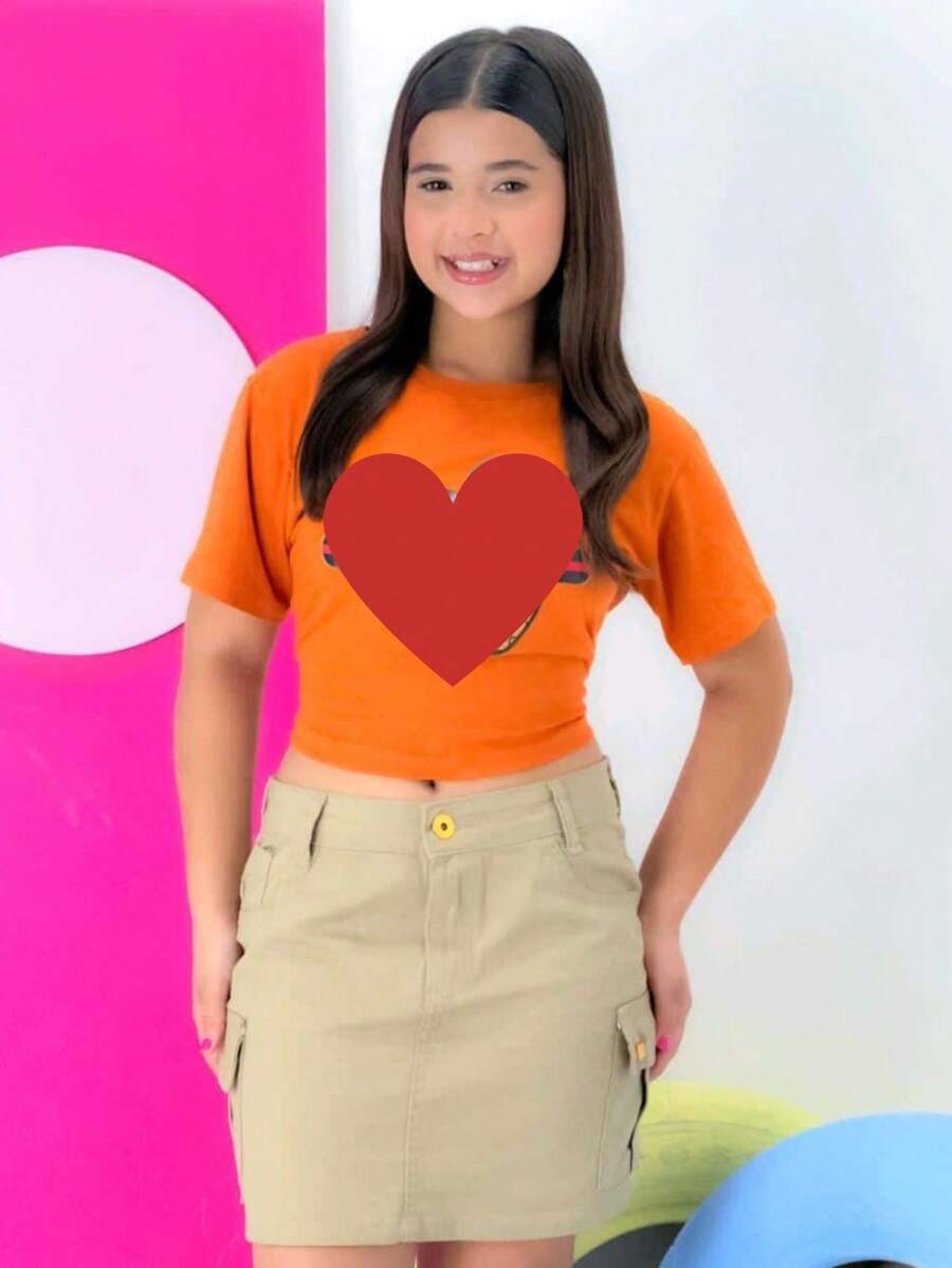 Cargo Pocket Skirt In Twill With Lycra For Children And Young People - 米色 - 查看 1