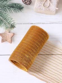 1roll 10yard Golden Ribbon, DIY Wreath Bow Ribbon, Gift Wrapping Supplies Ribbon, Birthday Wedding Holiday Party Background Decorative Gauze, Christmas Tree Decoration Ribbon, Christmas Tree Ornaments, Christmas Decor, Christmas - Gold - View 7