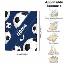 1pc Personalized Name Blanket, Football Pattern Flannel Blanket, Soft Cozy Warm Blanket, Memorable Moment Commemorative Blanket, Birthday Gift, Christmas Gift, Gift For Family And Friends, Suitable For Bedroom, Office, Bed, Sofa, Armchair, Used For Nap, Camping, Travel Washable Cute Custom,Unique,Personalized Ideal Gifts For Family,Ideal Gifts For Friends Son,Daughter,Friends,Family Sofa,Bed,Car,Tea Room,Bedroom,Living Room,Bathroom,Dining Room