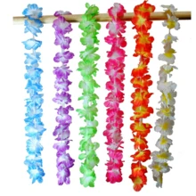 1 套 6 件随机混合颜色夏威夷人造花项链夏威夷主题派对花环，夏季海滩婚礼生日派对户外玩耍万圣节圣诞装饰花环 - 彩色 - 查看 7
