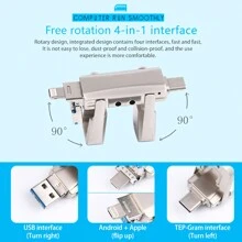 Ổ đĩa flash tương thích với iPhone 256GB, 4 trong 1 USB Type C Memory Stick, Ổ đĩa lưu trữ ngoài Photo Stick tương thích với iPhone iPad Android Computer, Ổ đĩa lưu trữ ngoài, Lưu trữ phim, phim truyền hình, ghi hình lái xe và lưu trữ nhạc - Màu Xám nhạt - Xem 3