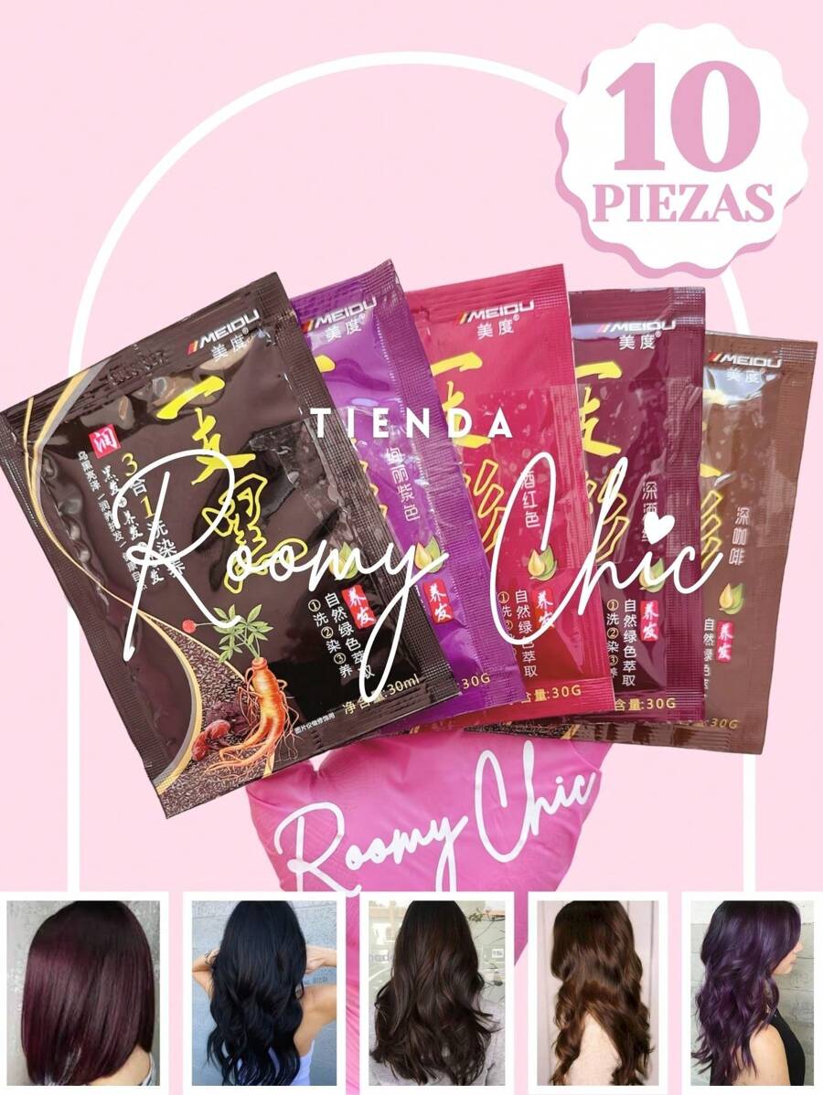 ROOMY CHIC Instant Ginger Hair Dye Shampoo Covers Gray Hair Black Brown