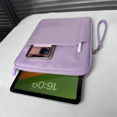 平板电脑便携包适用于 iPad、Kindle，兼容三星 Galaxy 和 Android 平板电脑/平板电脑保护套，适用于 7 ~ 8 / 9.7 ~ 11 / 12.9~13 英寸平板电脑，防水，带手柄和前袋（紫色）
