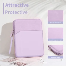 平板电脑便携包适用于 iPad、Kindle，兼容三星 Galaxy 和 Android 平板电脑/平板电脑保护套，适用于 7 ~ 8 / 9.7 ~ 11 / 12.9~13 英寸平板电脑，防水，带手柄和前袋（紫色） - 紫色 - 查看 3