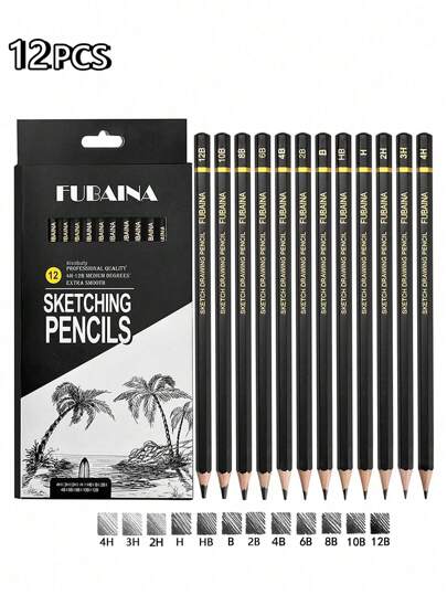 12PCS Professional Sketching Pencil Set Art Pencil Graphite Coloring Pencils Packaging With Pencil Case Suitable For Artists Painting And Handicrafts School Supplies