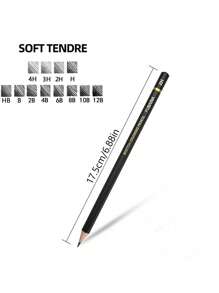 12支装专业素描铅笔套装，美术铅笔，石墨彩色铅笔，带铅笔盒，适合艺术家绘画、手工制作和学校用品