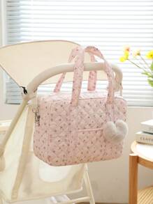 Floral Quilted Tote Handbag Multifunction Maternity Diaper Bag For Mom & Baby, Lightweight & Convenient Messenger Style (Accessories Not Included) Travel Storage Bag Travel Outfit Airport Travel Stuff Clothes Luggage Bag Christmas Gift Ideas Women Girls Xmas Gifts For Mum Birthday Gift Mom Friend Gym Bag Sport Bag Training Pack For Vacation Holiday Thanksgiving Day Thank You Gifts Valentines