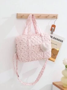 Floral Quilted Tote Handbag Multifunction Maternity Diaper Bag For Mom & Baby, Lightweight & Convenient Messenger Style (Accessories Not Included) Travel Storage Bag Travel Outfit Airport Travel Stuff Clothes Luggage Bag Christmas Gift Ideas Women Girls Xmas Gifts For Mum Birthday Gift Mom Friend Gym Bag Sport Bag Training Pack For Vacation Holiday Thanksgiving Day Thank You Gifts Valentines