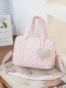 Floral Quilted Tote Handbag Multifunction Maternity Diaper Bag For Mom & Baby, Lightweight & Convenient Messenger Style (Accessories Not Included) Travel Storage Bag Travel Outfit Airport Travel Stuff Clothes Luggage Bag Christmas Gift Ideas Women Girls Xmas Gifts For Mum Birthday Gift Mom Friend Gym Bag Sport Bag Training Pack For Vacation Holiday Thanksgiving Day Thank You Gifts Valentines