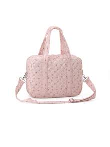 Floral Quilted Tote Handbag Multifunction Maternity Diaper Bag For Mom & Baby, Lightweight & Convenient Messenger Style (Accessories Not Included) Travel Storage Bag Travel Outfit Airport Travel Stuff Clothes Luggage Bag Christmas Gift Ideas Women Girls Xmas Gifts For Mum Birthday Gift Mom Friend Gym Bag Sport Bag Training Pack For Vacation Holiday Thanksgiving Day Thank You Gifts Valentines