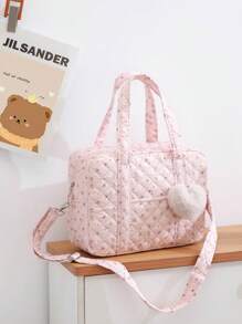 Floral Quilted Tote Handbag Multifunction Maternity Diaper Bag For Mom & Baby, Lightweight & Convenient Messenger Style (Accessories Not Included) Travel Storage Bag Travel Outfit Airport Travel Stuff Clothes Luggage Bag Christmas Gift Ideas Women Girls Xmas Gifts For Mum Birthday Gift Mom Friend Gym Bag Sport Bag Training Pack For Vacation Holiday Thanksgiving Day Thank You Gifts Valentines