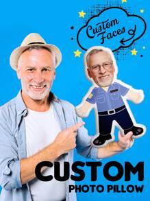 1 件个性化迷你脸枕 - 定制照片士兵、警察、飞行员、老板、厨师、外科医生、护士、休闲西装 - 可定制的礼物， - 警察 - 查看 2