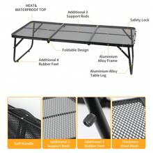 Moosinily Moosinily Small Low Short Floor Protable Grill Table 3 FT Picnic Table Folding Table Metal Foldable Portable Outdoor BBQ For Beach Black 35.4*15.7*9.4 Inch
