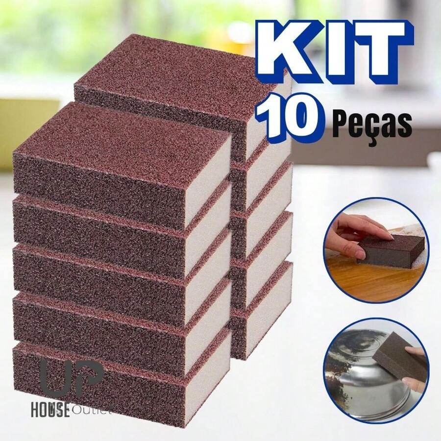 Kit 10 Magic Sponges Heavy Duty Cleaning Stainless Steel Pan Removes