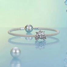 WOSTU 1pc 925 Sterling Silver Fairy Tale Series Exquisite Vintage Bow-Tied Pumpkin Carriage Charm Bead Fit DIY Bracelet And Necklace For Women&Girl Making Jewelry Gift Valentines - Silver - View 5